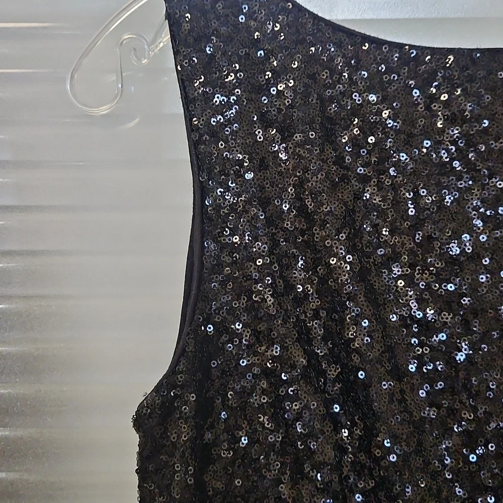 Size 10 (tag M) black/silver sleeveless sequin sheath style evening gown NWOT - Picture 6 of 11